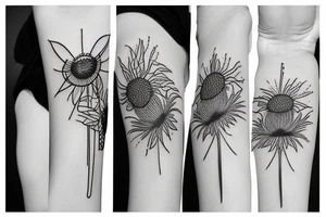 3-4" tall thistle simple lines tattoo idea