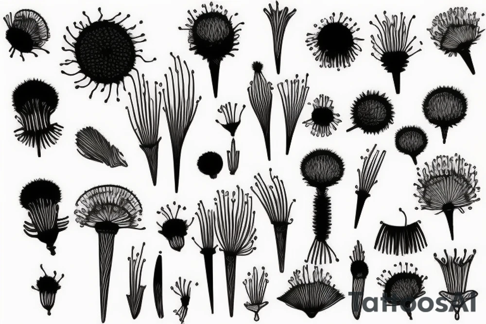 3-4" tall thistle simple lines a little surreal and modern looking tattoo idea