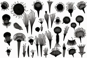 3-4" tall thistle simple lines a little surreal and modern looking tattoo idea