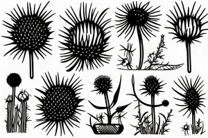 3-4" tall thistle simple lines a little surreal and modern looking tattoo idea
