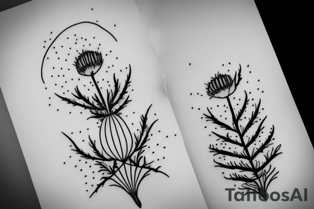 thistle, simple lines, a little surreal and very modern looking tattoo idea