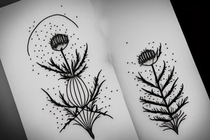 thistle, simple lines, a little surreal and very modern looking tattoo idea