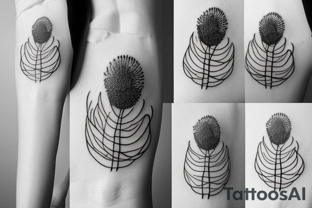 thistle, simple lines, a little surreal and very modern looking tattoo idea