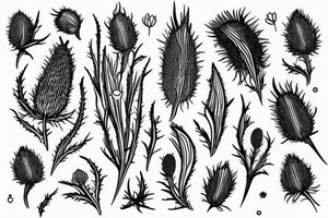 thistle, simple lines, very modern looking tattoo idea