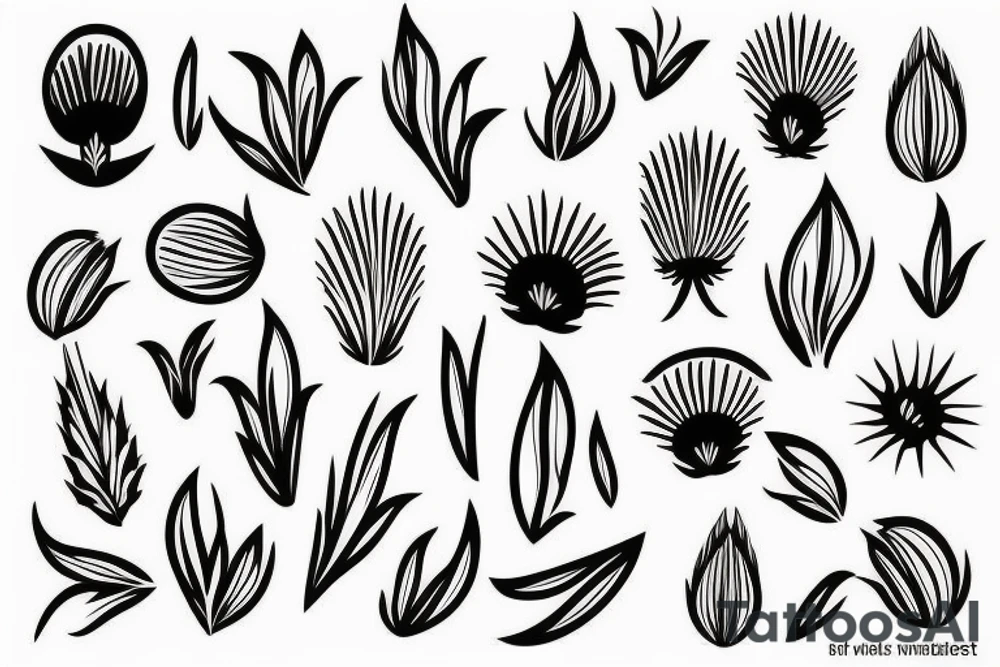thistle, simple lines, very modern looking, with a hint of art deco tattoo idea