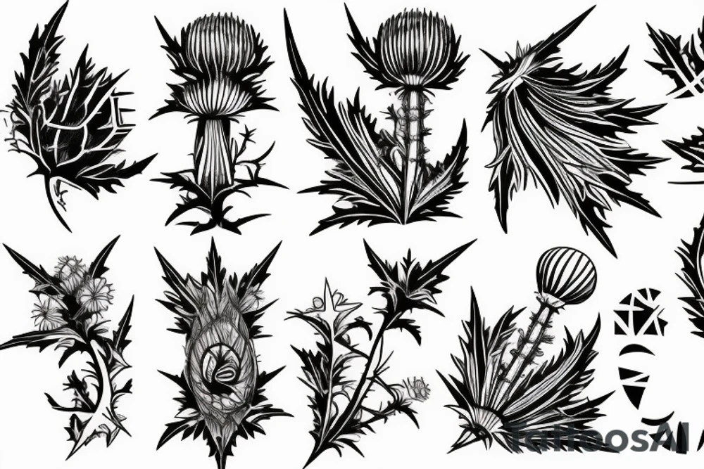 thistle, modern, a little deco, tattoo idea
