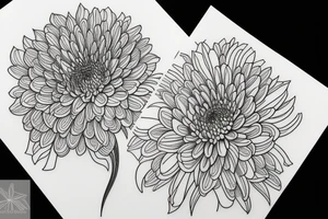 chrysanthemum, modern, a little deco, simple line work, blackwork tattoo idea