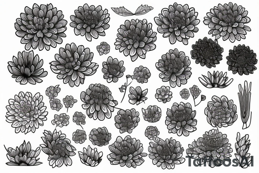 chrysanthemum, modern, a little deco, simple line work, blackwork tattoo idea
