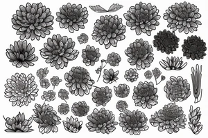 chrysanthemum, modern, a little deco, simple line work, blackwork tattoo idea