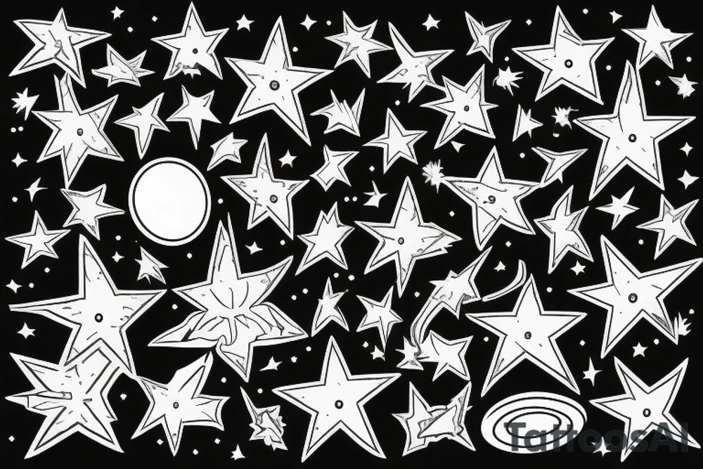 victorian men's hat and shooting star tattoo idea