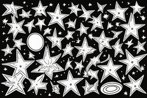 victorian men's hat and shooting star tattoo idea