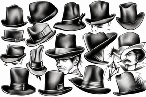 victorian men's hat tattoo idea