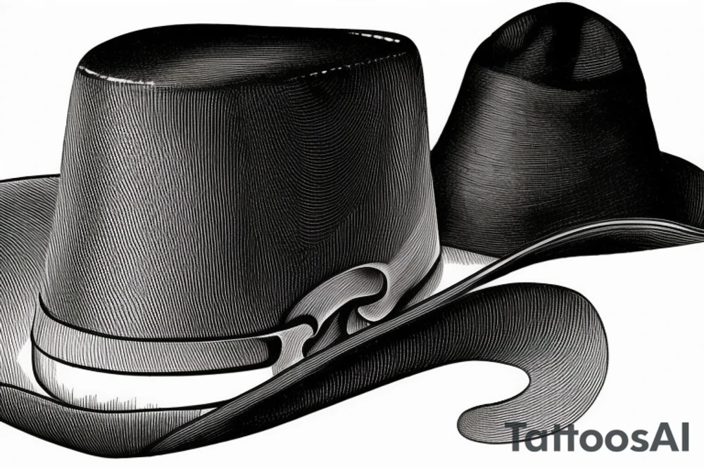 victorian men's hat tattoo idea