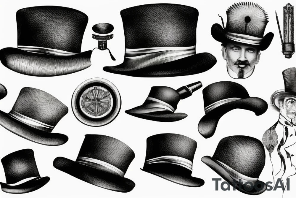 victorian hat for men tattoo idea