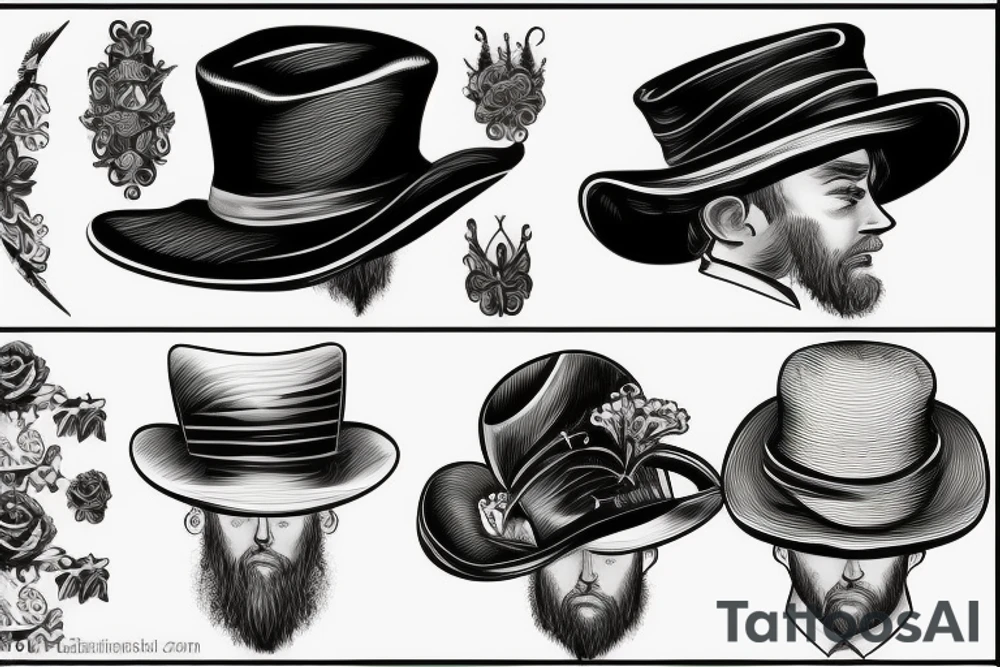 Victorian hat for men tattoo idea