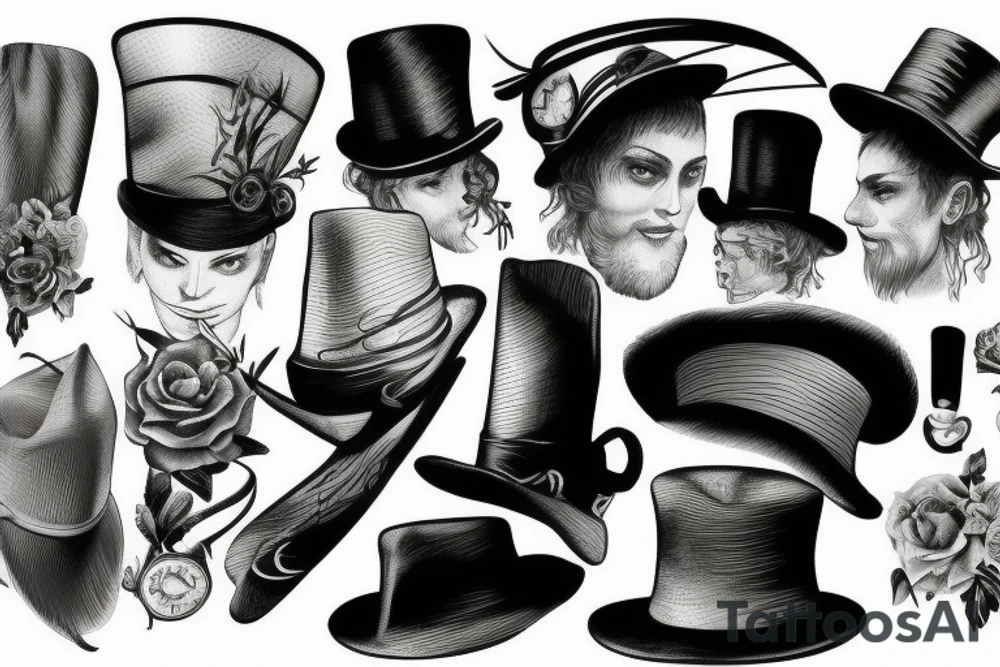 Victorian hat for men tattoo idea