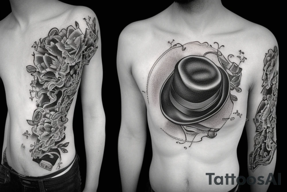 Victorian hat for men tattoo idea