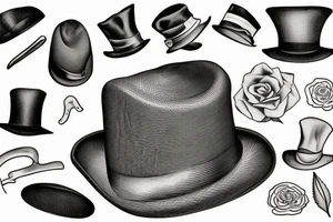 Victorian hat for men tattoo idea