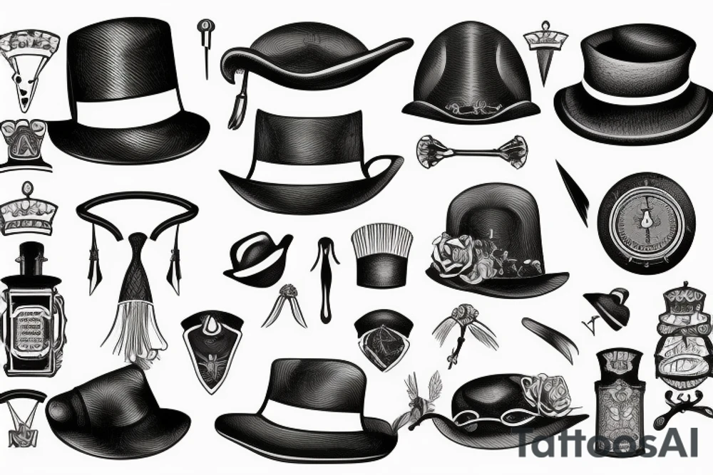 Victorian hat for men tattoo idea