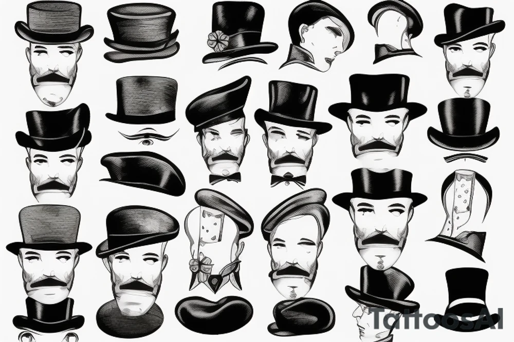 Victorian hat for men tattoo idea