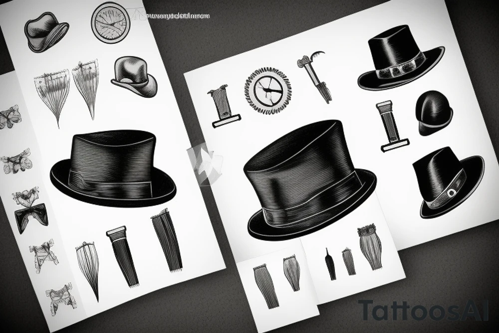 Victorian hat for men tattoo idea