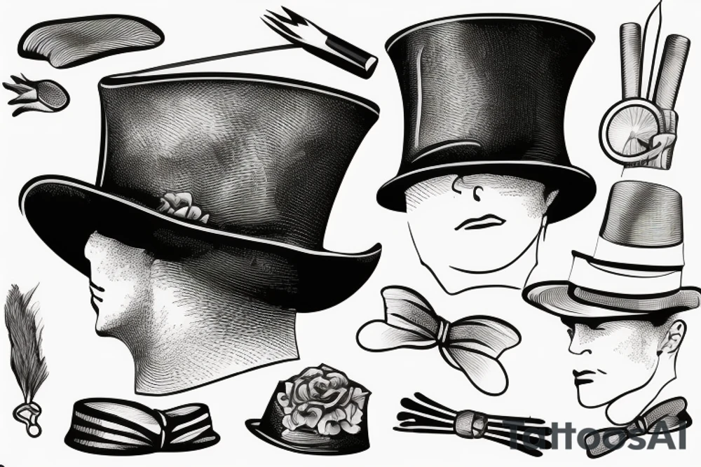 Victorian hat for men tattoo idea