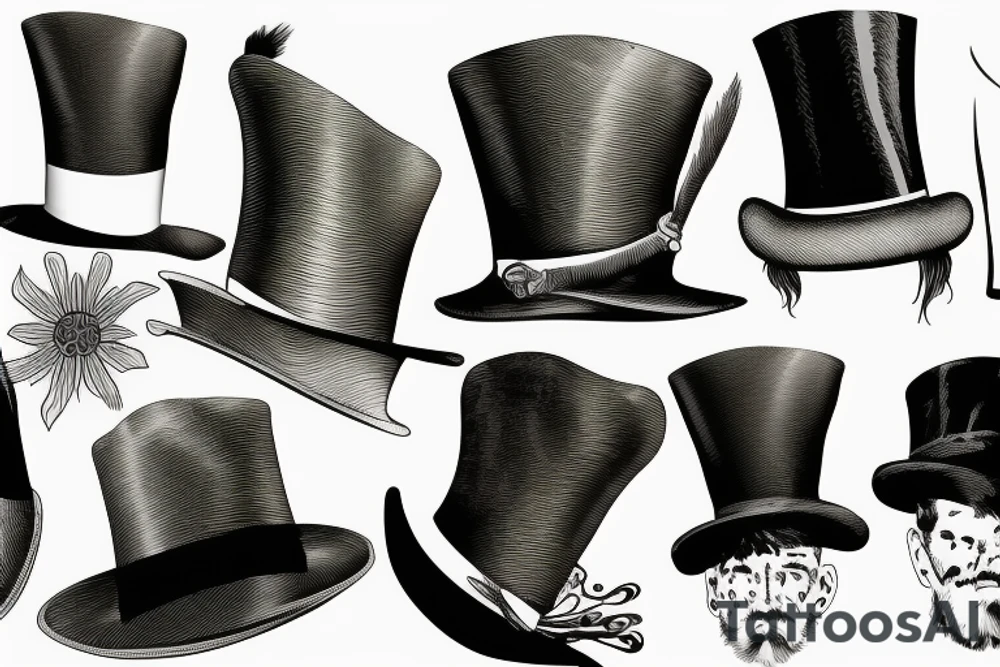 Victorian hat for men tattoo idea