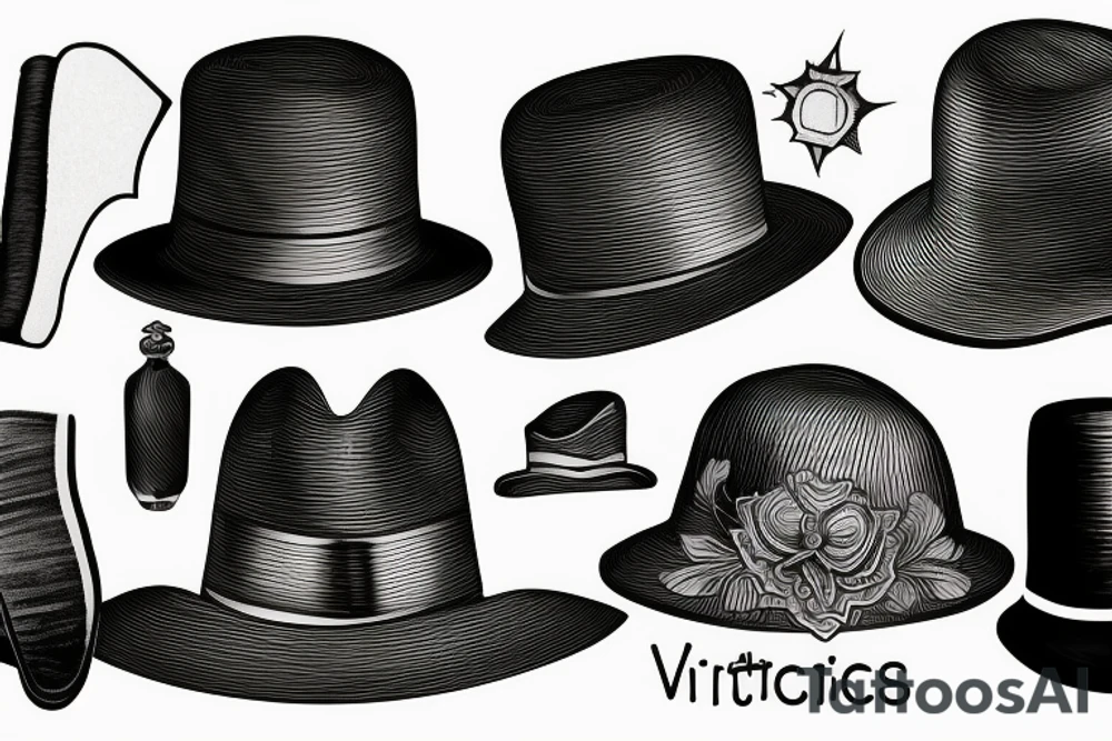 Victorian hat for men tattoo idea