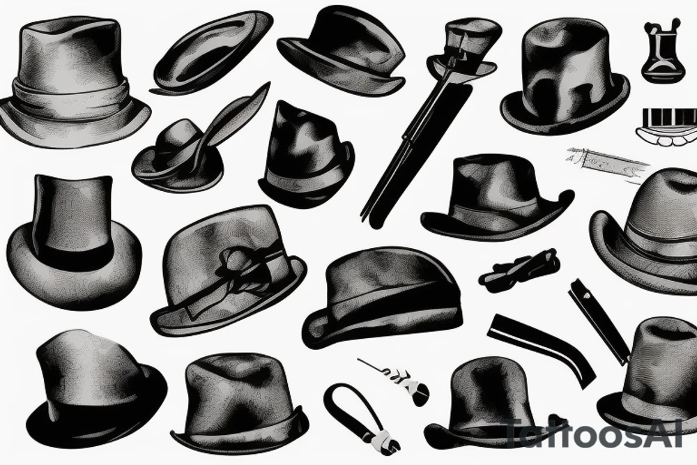 Victorian hat for men tattoo idea