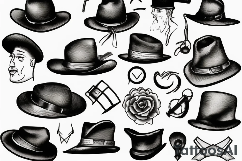 Victorian hat for men tattoo idea