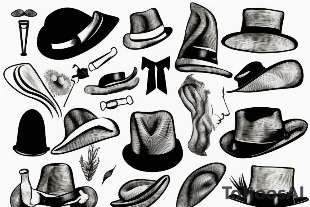 Victorian hat for men tattoo idea
