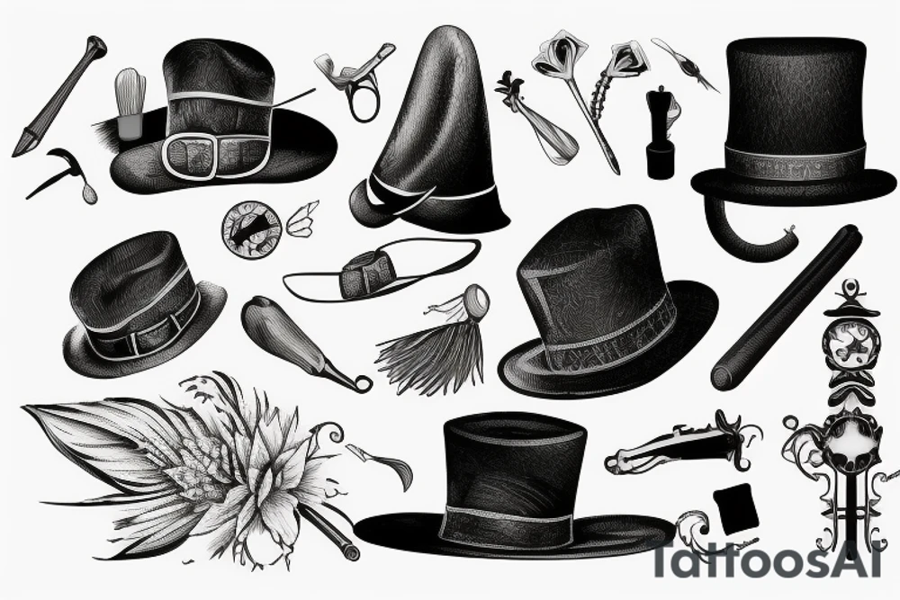 Victorian hat for men tattoo idea