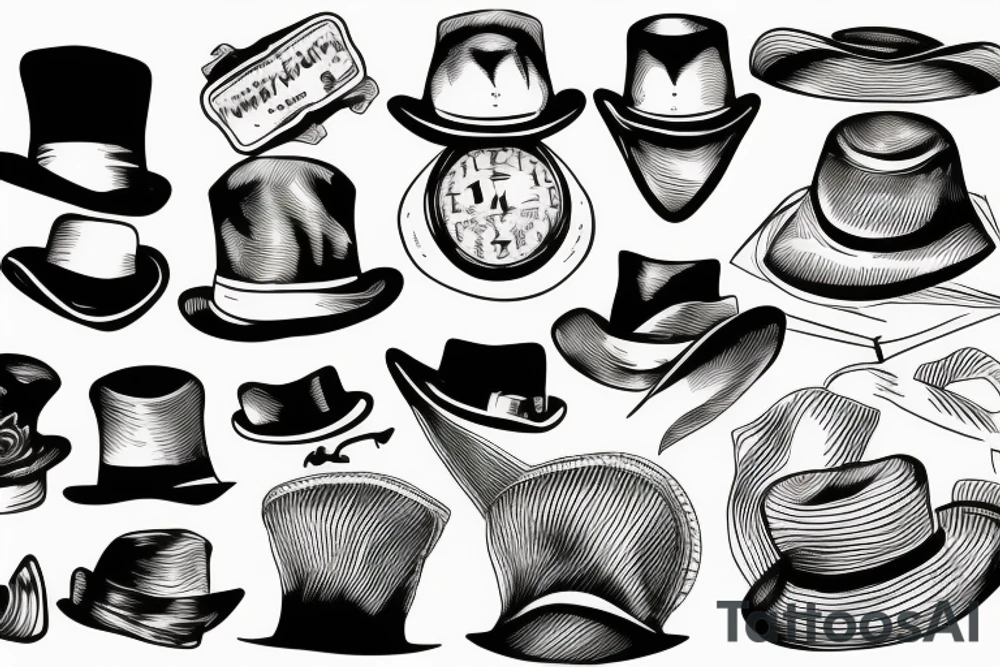 Victorian hat for men tattoo idea