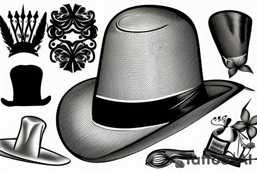 Victorian hat for men tattoo idea