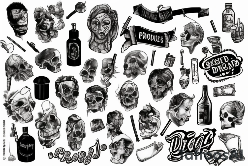 drugs, alcohol, prostitutes, gambling, war, death, betrayal tattoo idea