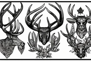 antler with waterfall into Canadian forest tattoo idea