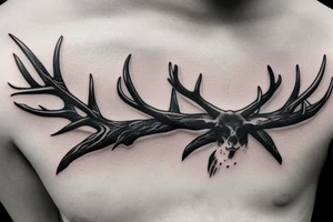 antler with waterfall into Canadian forest tattoo idea