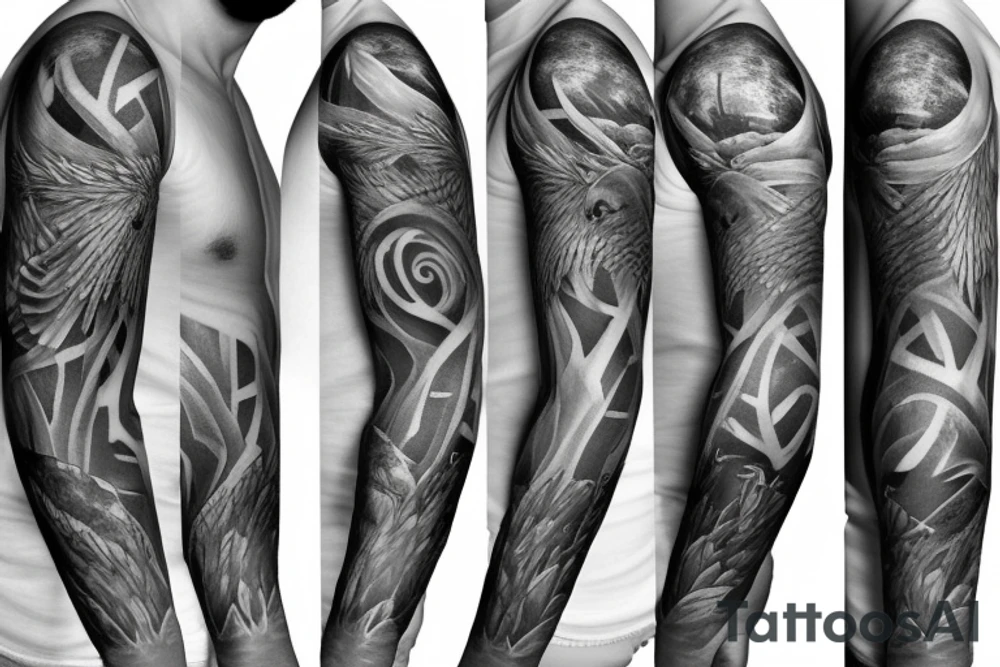 Sleeve tattoo with nature tattoo idea