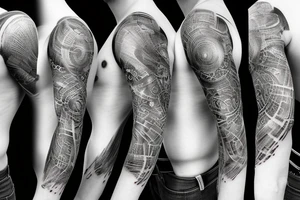Sleeve tattoo with nightsky by waterfall tattoo idea