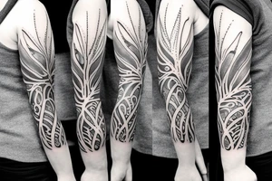 Sleeve tattoo with nightsky by waterfall tattoo idea
