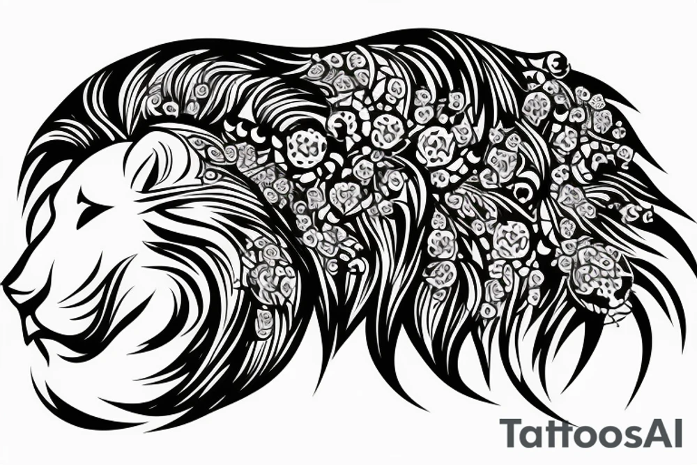 Bio hacking with a round lion tattoo idea