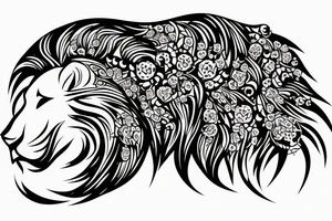 Bio hacking with a round lion tattoo idea