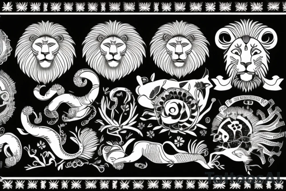 Bio hacking with a round lion tattoo idea