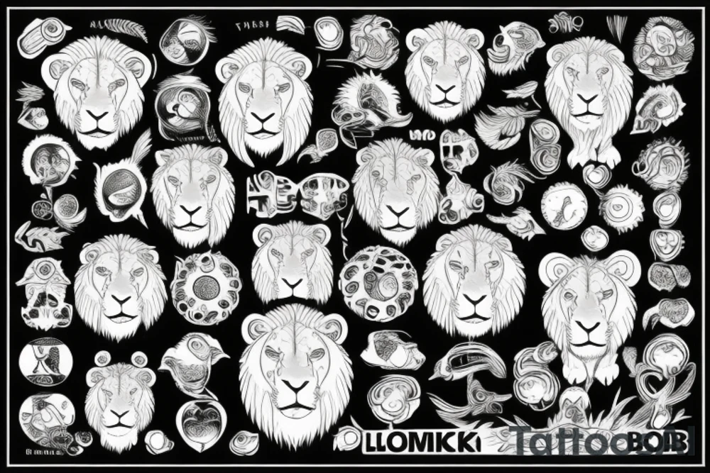 Bio hacking with a round lion tattoo idea