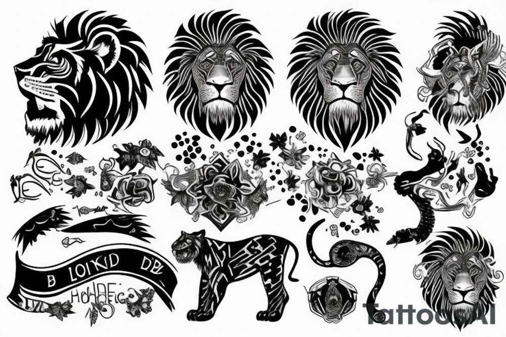 Bio hacking round lion tattoo idea