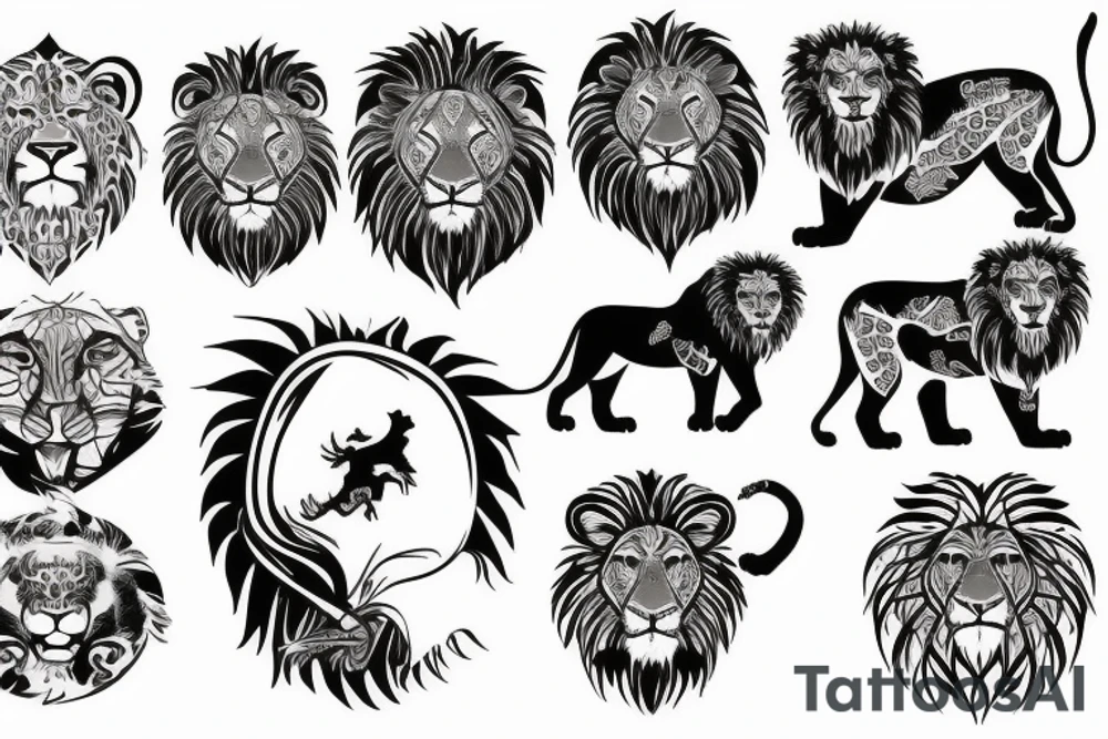 Bio hacking round lion tattoo idea