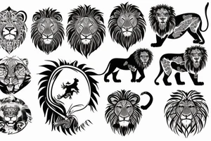 Bio hacking round lion tattoo idea