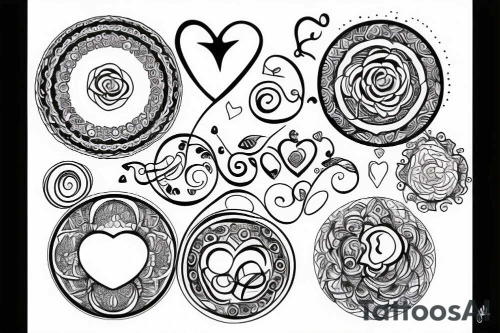 Circle shape using linked hearts tattoo idea