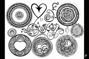 Circle shape using linked hearts tattoo idea