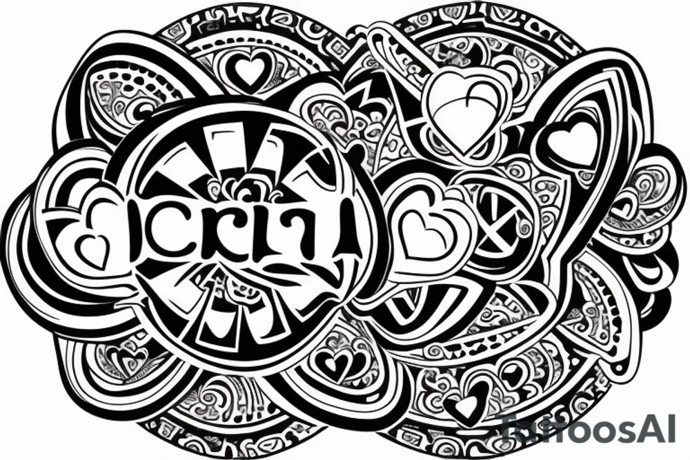 Circle shape using linked hearts tattoo idea